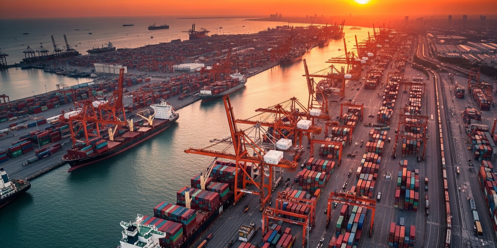 Cargo containers at a port